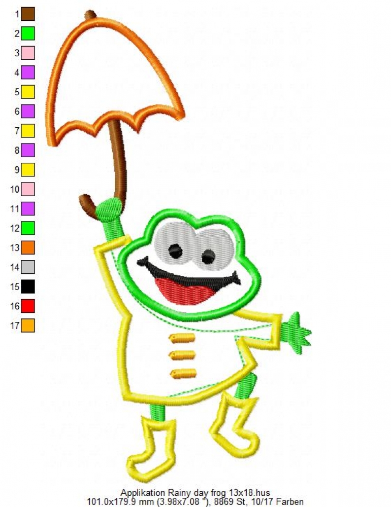 Preview: Regenfrosch Applikation 13x18
